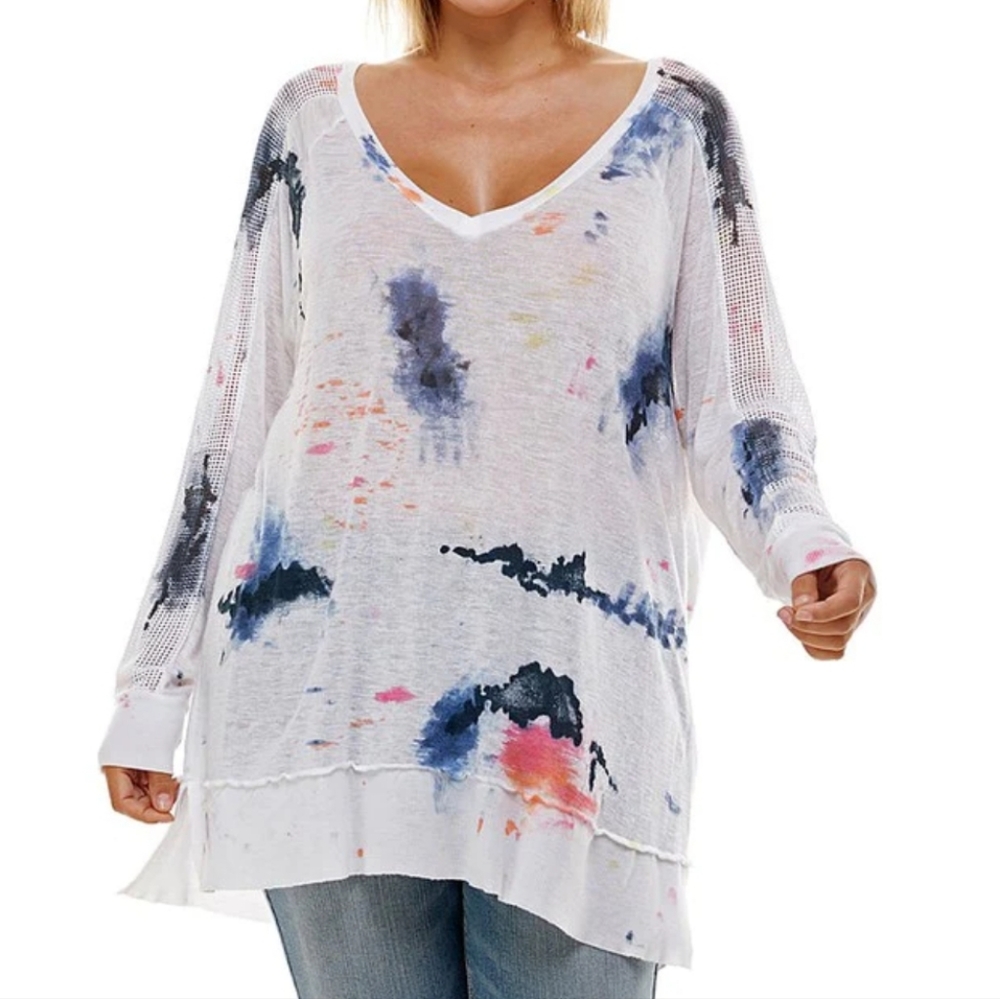 T-Party Fishnet Tie Dye Top Multi-Color